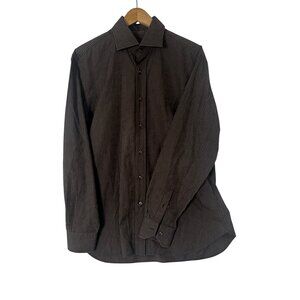 Zanella Pinstripe Button Down Dress Shirt Brown Made in Italy Size XL